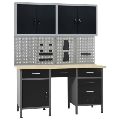 Vidaxl tabli Avec 4 Panneaux Muraux Et 2 Armoires