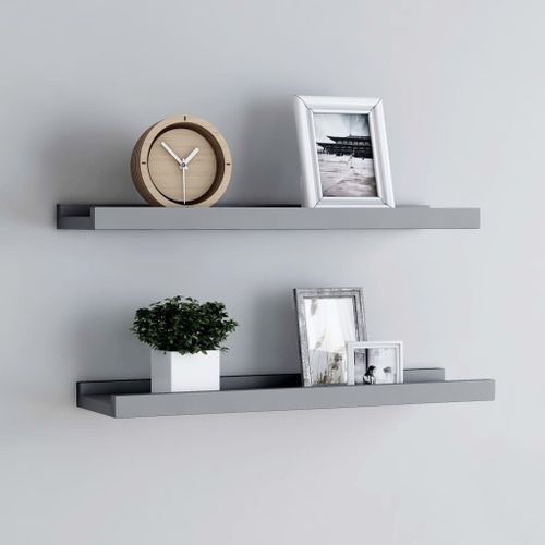 Vidaxl tagres  Rebord Pour Cadre Photo 2 Pcs Gris 60x9x3 Cm Mdf