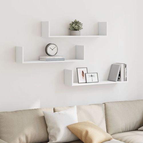 Vidaxl tagres Murales 3 Pcs Blanc 80x18x18 Cm Bois D'ingnierie