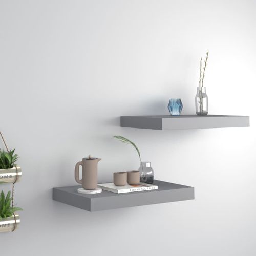 Vidaxl tagres Murales Flottantes 2 Pcs Gris 40x23x3,8 Cm Mdf