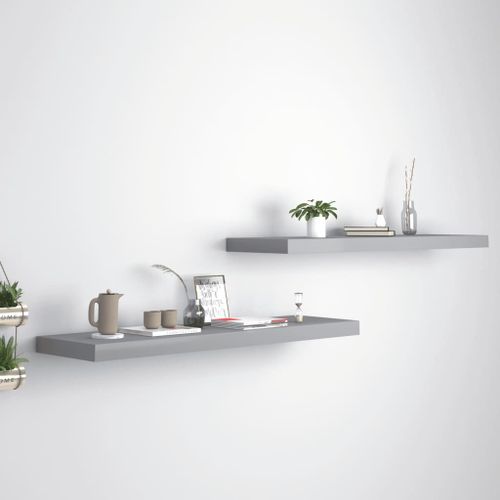 Vidaxl tagres Murales Flottantes 2 Pcs Gris 90x23,5x3,8 Cm Mdf