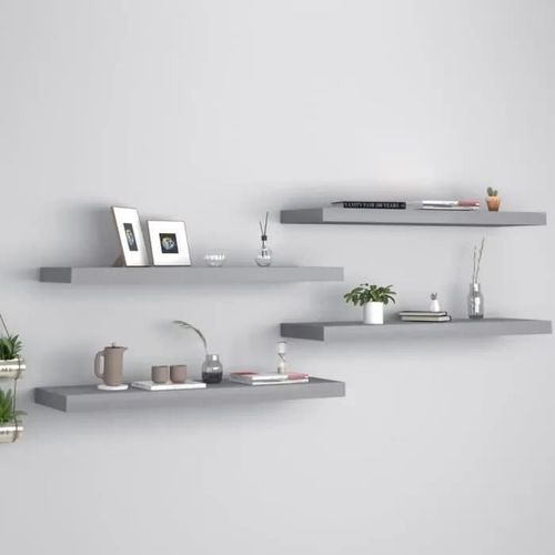 Vidaxl tagres Murales Flottantes 4 Pcs Gris 80x23,5x3,8 Cm Mdf