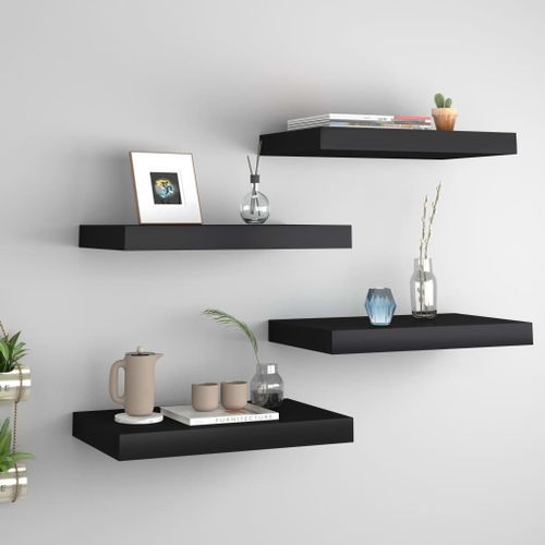 Vidaxl tagres Murales Flottantes 4 Pcs Noir 40x23x3,8 Cm Mdf