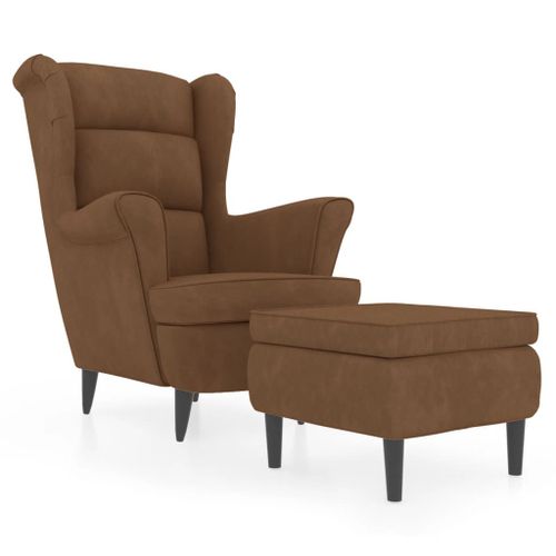 Vidaxl Fauteuil ? Oreilles Avec Tabouret Marron Velours