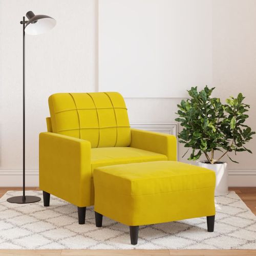 Vidaxl Fauteuil Avec Repose-Pied Jaune 60 Cm Velours