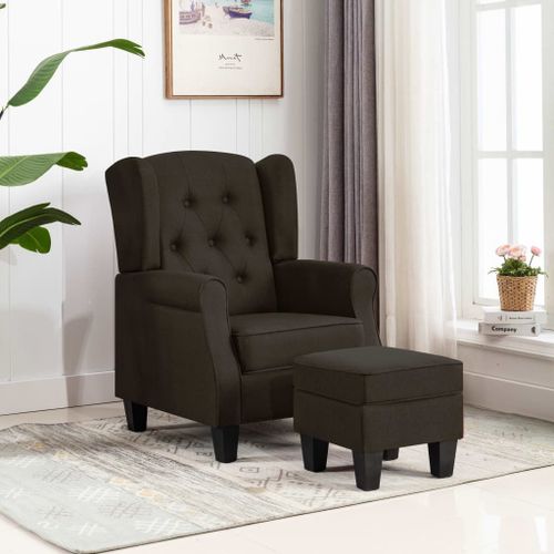 Vidaxl Fauteuil Avec Repose-Pied Marron Fonc Tissu