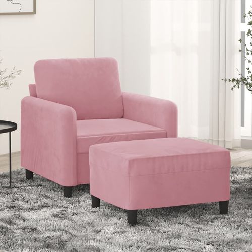 Vidaxl Fauteuil Avec Repose-Pied Rose 60 Cm Velours