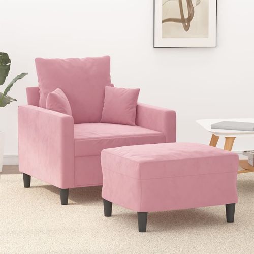 Vidaxl Fauteuil Avec Repose-Pied Rose 60 Cm Velours