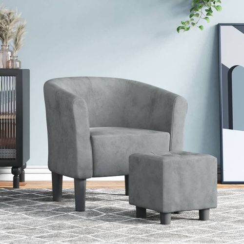 Vidaxl Chaise Cabriolet Avec Repose-Pied Gris Fonc Velours