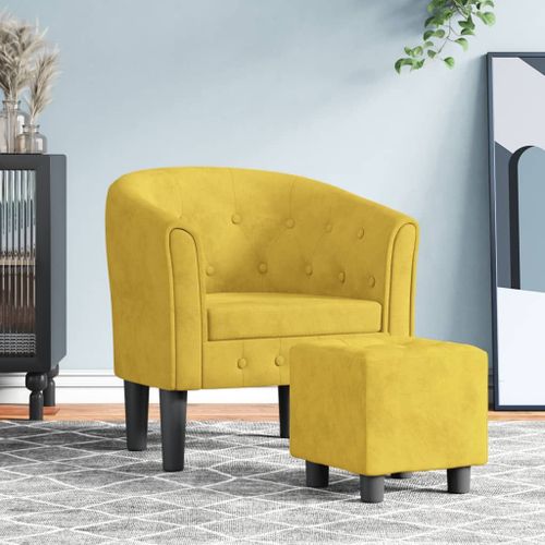 Vidaxl Fauteuil Avec Repose-Pied Jaune Velours