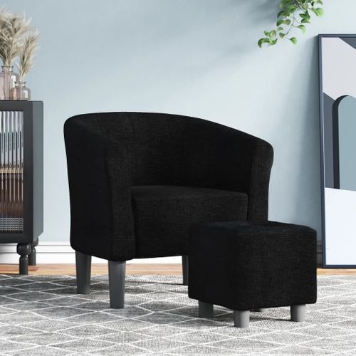 Vidaxl Fauteuil Cabriolet Avec Repose-Pied Noir Tissu