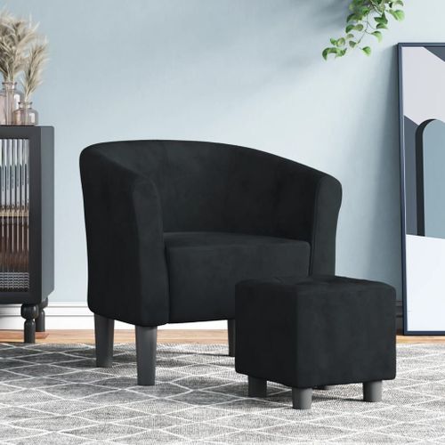 Vidaxl Chaise Cabriolet Avec Repose-Pied Noir Velours