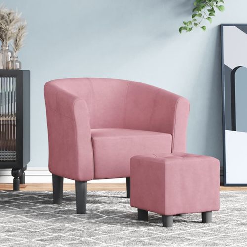 Vidaxl Chaise Cabriolet Avec Repose-Pied Rose Velours
