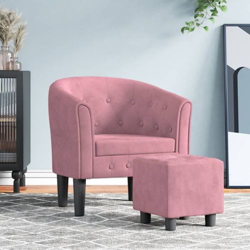 Vidaxl Fauteuil Avec Repose-Pied Rose Velours
