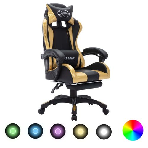 Vidaxl Fauteuil De Jeux Vido Avec Led Rvb Dor Et Noir Similicuir
