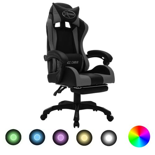 Vidaxl Fauteuil De Jeux Vido Avec Led Rvb Gris Et Noir Similicuir