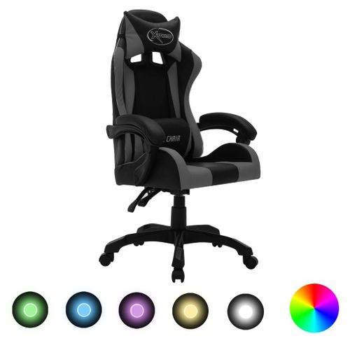 Vidaxl Fauteuil De Jeux Vido Avec Led Rvb Gris Et Noir Similicuir