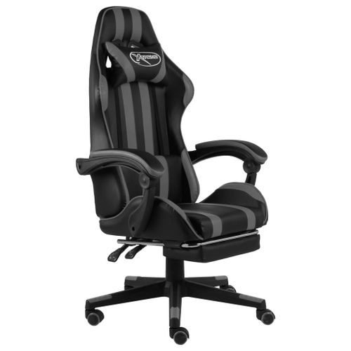 Vidaxl Fauteuil De Jeux Vido Avec Repose-Pied Noir Et Gris Similicuir