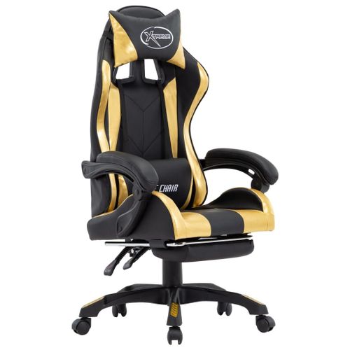 Vidaxl Fauteuil De Jeux Vido Avec Repose-Pied Dor Et Noir Similicuir
