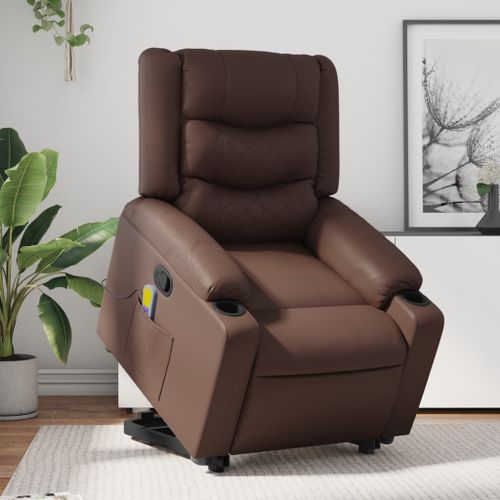 Vidaxl Fauteuil Inclinable De Massage Marron Similicuir