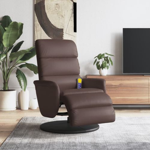 Vidaxl Fauteuil Inclinable De Massage Repose-Pieds Marron Similicuir