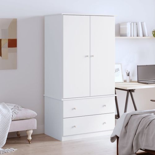 Vidaxl Garde-Robe Alta Blanc 90x55x170 Cm Bois Massif De Pin