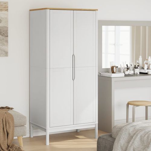 Vidaxl Garde-Robe Floro Blanc 77x53x171 Cm Bois Massif De Pin