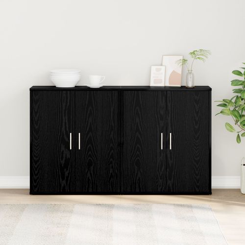 Vidaxl Haut Armoire 2 Pcs Chne Noir 60 X 31 X 70 Cm Bois D'ingnierie