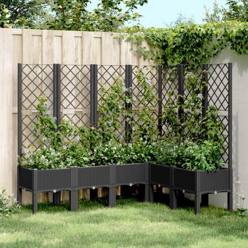 Vidaxl Jardinire Avec Treillis Noir 160x120x142 Cm Pp