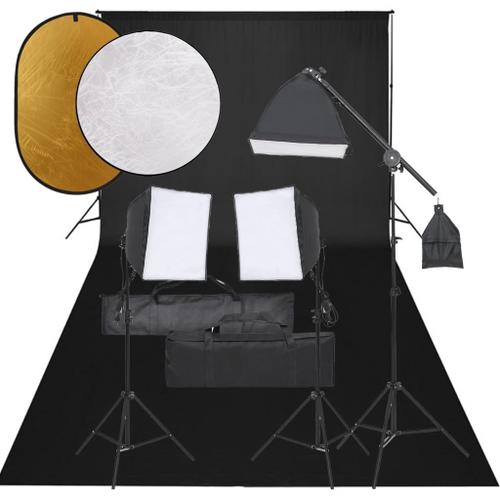 vidaXL Kit de studio photo avec clairage toile de fond et rflecteur