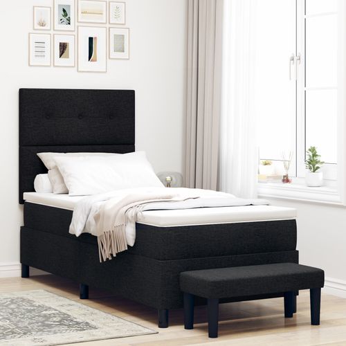 Vidaxl Lit  Ressort Avec Matelas Et Banc Noir 90x190 Cm Tissu