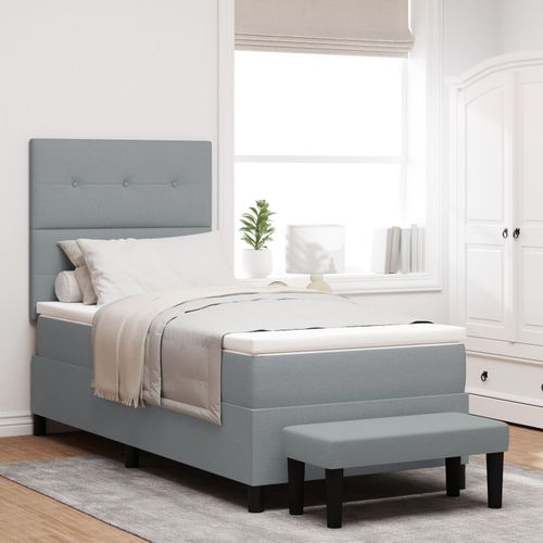 Vidaxl Lit Avec Sommier Et Banc Gris Clair 90x190 Cm Tissu