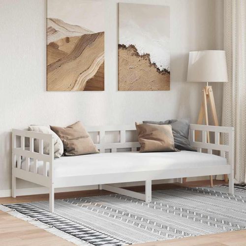 Vidaxl Lit De Jour Blanc Bois Massif De Pin 90x190 Cm