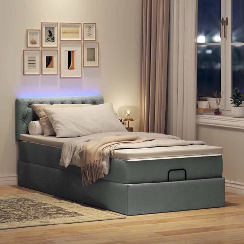 Vidaxl Lit Ottoman Avec Matelas Gris Fonc 90x200 Cm Tissu