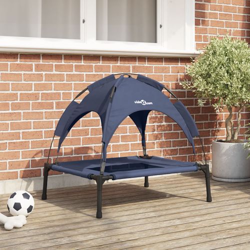 Vidaxl Lit Pour Chien Surlev Bleu Marine Acier, Tissu 76 X 62 X 70.5 Cm