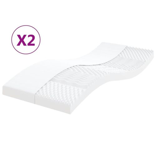 Vidaxl Matelas En Mousse 2 Pcs Blanc 80x200 Cm 7 Zones Duret 20 Ild