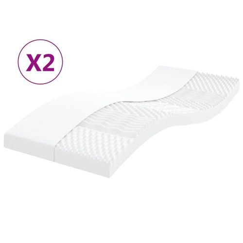 Vidaxl Matelas En Mousse 2 Pcs Blanc 90x190 Cm 7 Zones Duret 20 Ild
