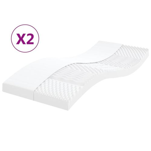 Vidaxl Matelas En Mousse 2 Pcs Blanc 90x200 Cm 7 Zones Duret 20 Ild