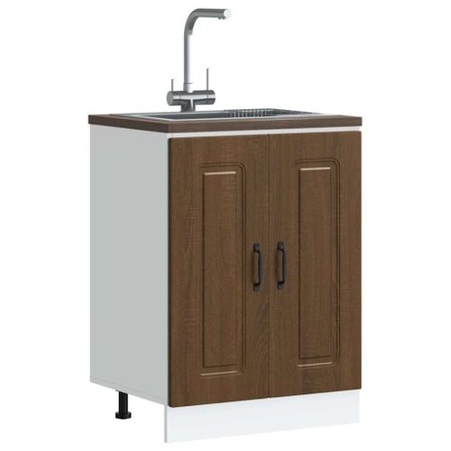 Vidaxl Meuble Bas Pour vier Kalmar Chne Marron Bois D'ingnierie