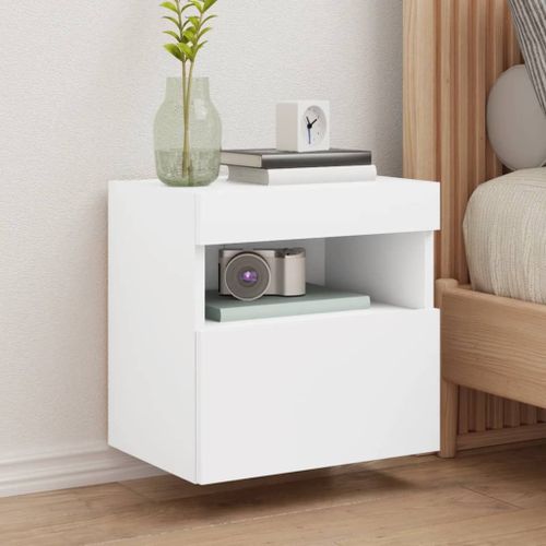 Vidaxl Meubles Tv Muraux Avec Lumires Led 2 Pcs Blanc 40x30x40 Cm