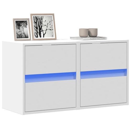 Vidaxl Meubles Tv Muraux Avec Lumires Led 2 Pcs Blanc 41x31x45 Cm