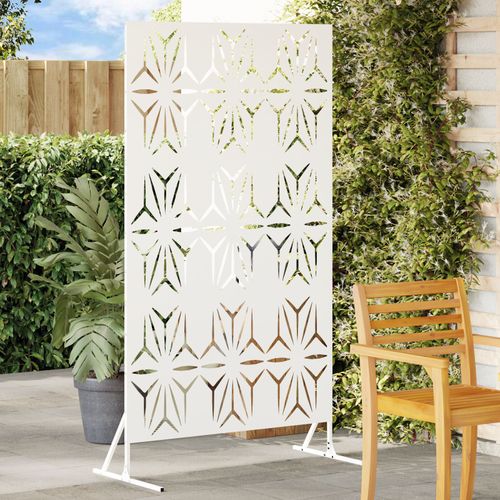 Vidaxl Panneau De Clture En Mtal Blanc Mtal Grand Motif Dcoratif
