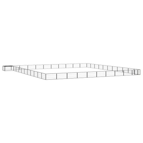 Vidaxl Parc Pour Chien 44panneaux Noir 100x50cm Acier Enduit De Poudre