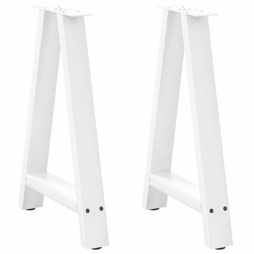 Vidaxl Pieds De Table Basse Forme De A 2 Pcs Blanc 50x(72-73) Cm Acier