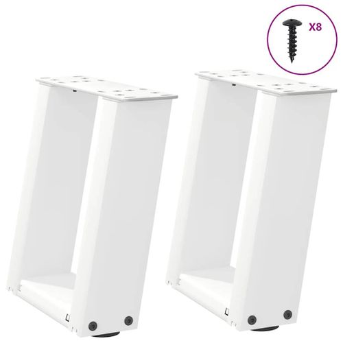 Vidaxl Pieds De Table Basse Forme De U 2 Pcs Blanc 30x(30-31) Cm Acier