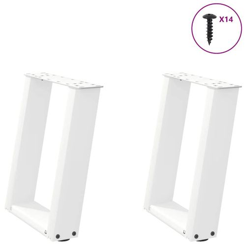 Vidaxl Pieds De Table Basse Forme De U 2 Pcs Blanc 38x(42-43) Cm Acier