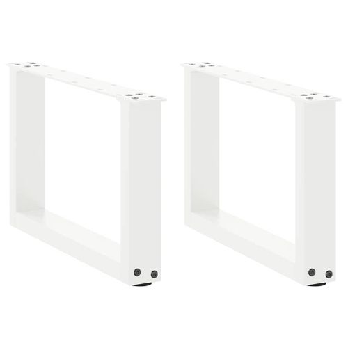 Vidaxl Pieds De Table Basse Forme De U 2 Pcs Blanc 50x(30-31) Cm Acier
