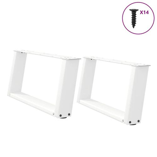 Vidaxl Pieds De Table Basse Forme De U 2 Pcs Blanc 70x(30-31) Cm Acier