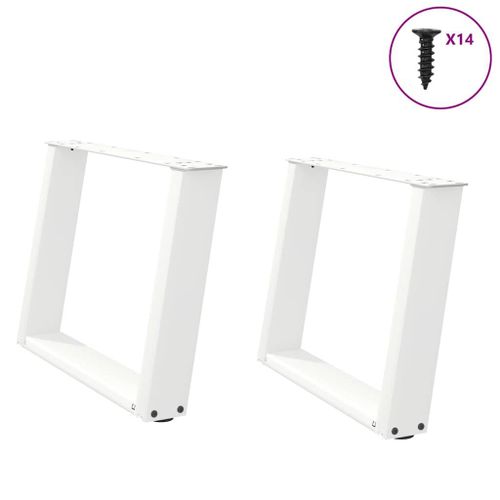 Vidaxl Pieds De Table Basse Forme De U 2 Pcs Blanc 70x(42-43) Cm Acier