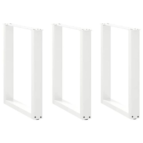 Vidaxl Pieds De Table Basse Forme De U 3 Pcs Blanc 70x(72-73) Cm Acier